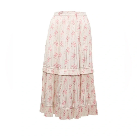 𝅺NWT Polo Ralph Lauren Women's Floral Pleated Satin Skirt Size 8 - Picture 3 of 12